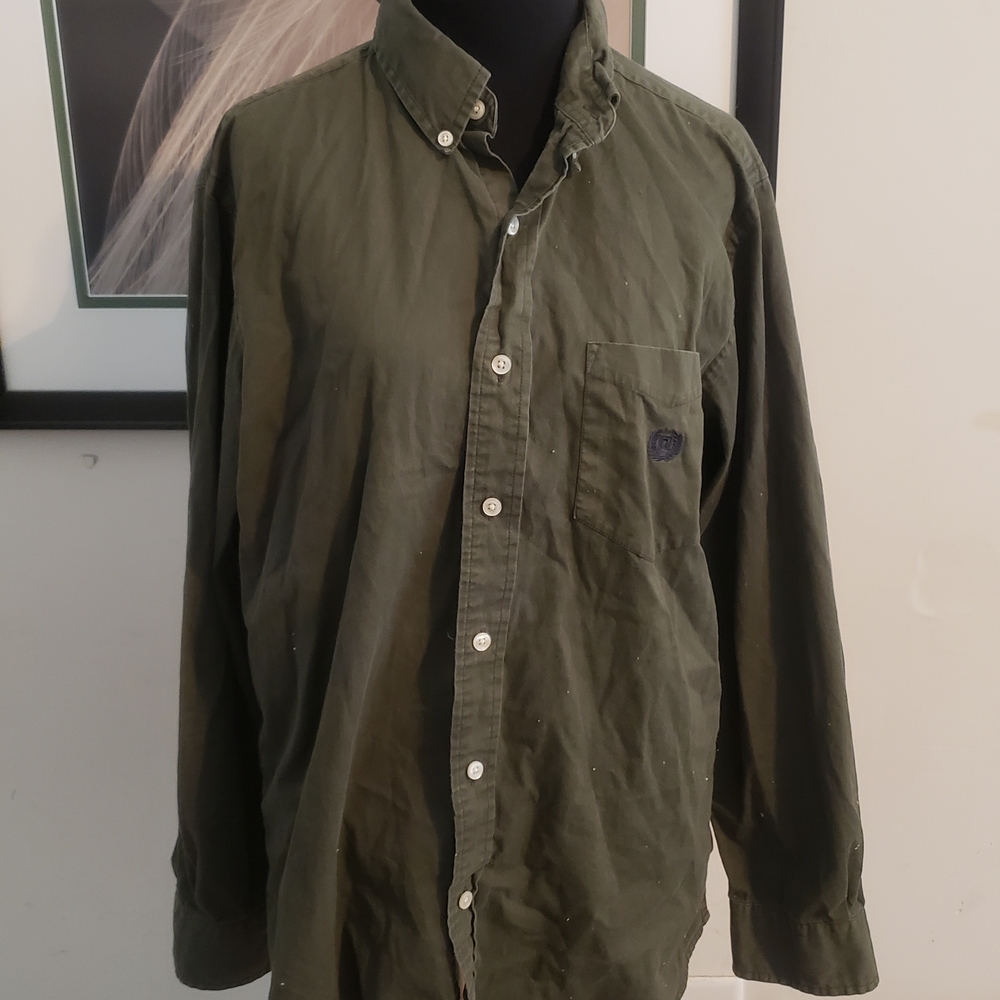 Chaps Olive Green Casual Button Down Shirt